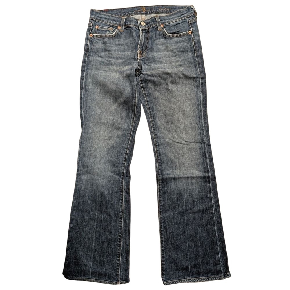 7 For All Mankind Womens 28 Bootcut Jeans Designer Denim Dark Faded Wash USA